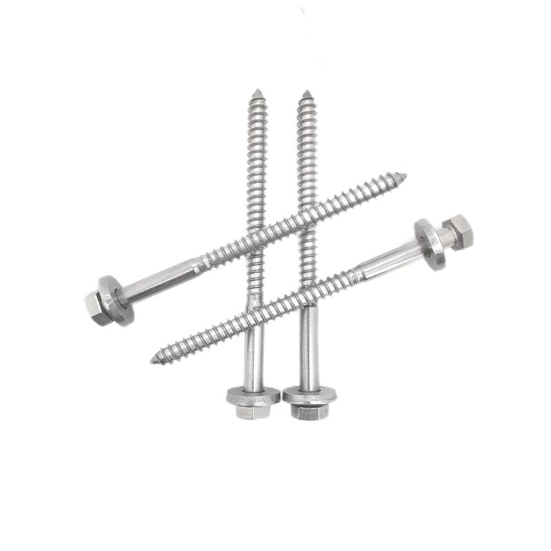 Paidu 304 stainless steel hexagonal self-tapping screw combination screw DIN571 hexagonal wood screw