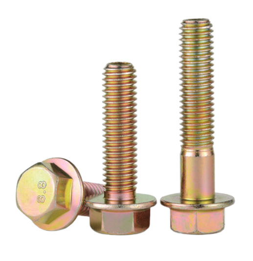 Paidu hexagonal head flange bolt flat brain auto parts screw color zinc increase series 8.8 grade GB5789