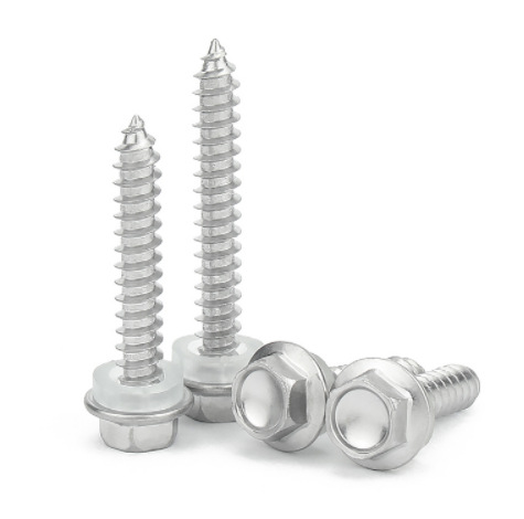 Paidu 304 stainless steel hexagonal self-tapping screw point tail with pad waterproof wood screw American screw flange screw