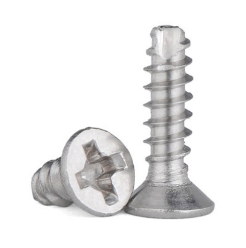 Paidu 304 stainless steel countersunk head cross recessed flat tail self-tapping flat head screw 410 material slotted self-tapping screw