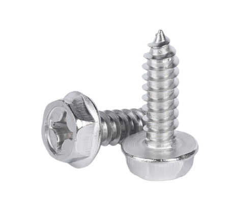 Paidu hexagonal flange self-tapping screw cross groove recess hexagonal self-tapping screw with pad self-tapping wood screw 304 stainless steel
