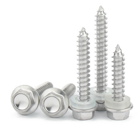 Paidu 304 stainless steel hexagonal self-tapping screw point tail with pad waterproof wood screw American screw flange screw