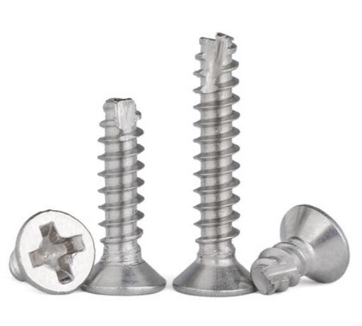 Paidu 304 stainless steel countersunk head cross recessed flat tail self-tapping flat head screw 410 material slotted self-tapping screw