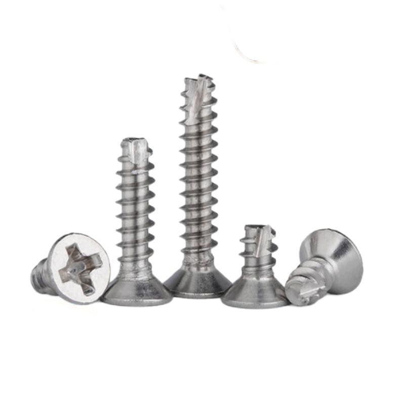 Paidu 304 stainless steel countersunk head cross recessed flat tail self-tapping flat head screw 410 material slotted self-tapping screw