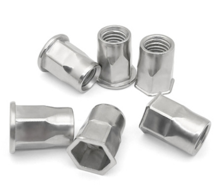 Paidu 304 stainless steel inner and outer hexagonal rivet nut flat head small countersunk head half hexagonal pull cap rivet nut rivet nut
