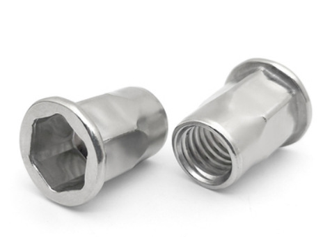 Paidu 304 stainless steel inner and outer hexagonal rivet nut flat head small countersunk head half hexagonal pull cap rivet nut rivet nut