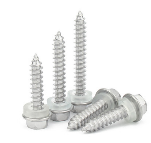 Paidu 304 stainless steel hexagonal self-tapping screw point tail with pad waterproof wood screw American screw flange screw