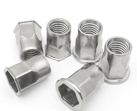 Paidu 304 stainless steel inner and outer hexagonal rivet nut flat head small countersunk head half hexagonal pull cap rivet nut rivet nut