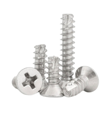 Paidu 304 stainless steel countersunk head cross recessed flat tail self-tapping flat head screw 410 material slotted self-tapping screw