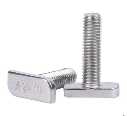 Paidu T-type screws T-type bolts square head screws with teeth for aluminum profile photovoltaic slots M8 304 stainless steel factory direct sales