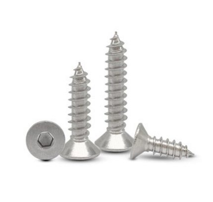 Paidu hexagonal self-tapping screws flat head self-tapping screws countersunk head hexagonal screws 304 stainless steel factory direct sales