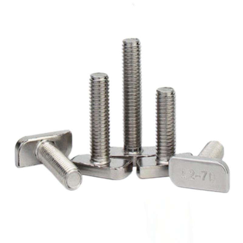 Paidu 304 stainless steel t-type screw T-shaped bolt M8 aluminum profile photovoltaic slot with square head screw toothed aluminum profile screw