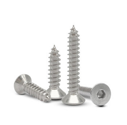 Paidu hexagonal self-tapping screws flat head self-tapping screws countersunk head hexagonal screws 304 stainless steel factory direct sales