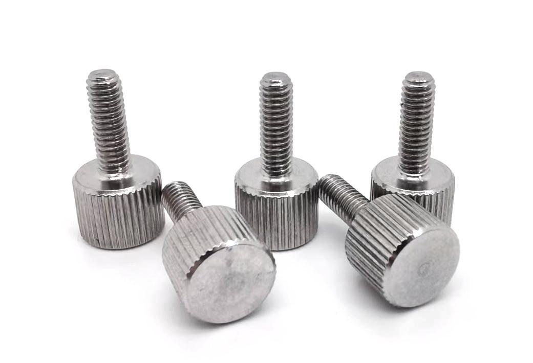 Paidu 304 stainless steel hand screw flat head big cap straight grain big head round knurled hand screw