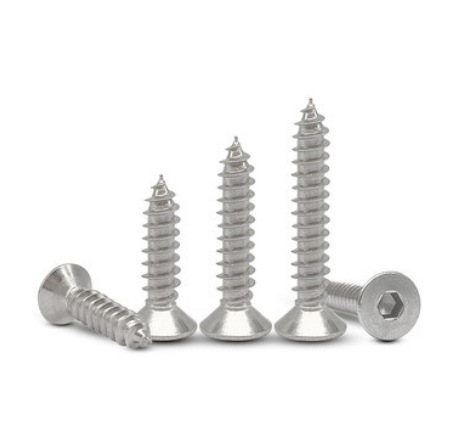 Paidu hexagonal self-tapping screws flat head self-tapping screws countersunk head hexagonal screws 304 stainless steel factory direct sales