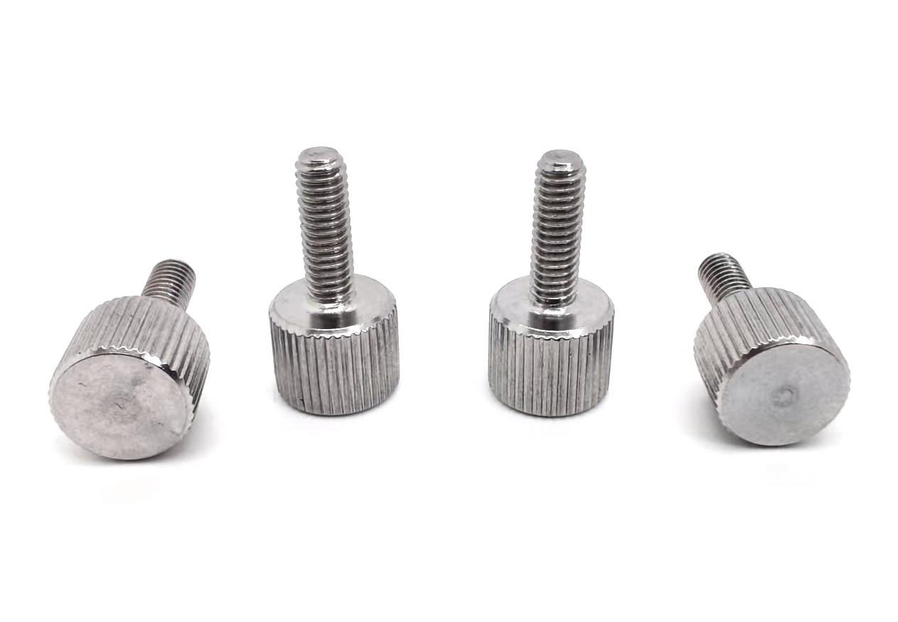 Paidu 304 stainless steel hand screw flat head big cap straight grain big head round knurled hand screw