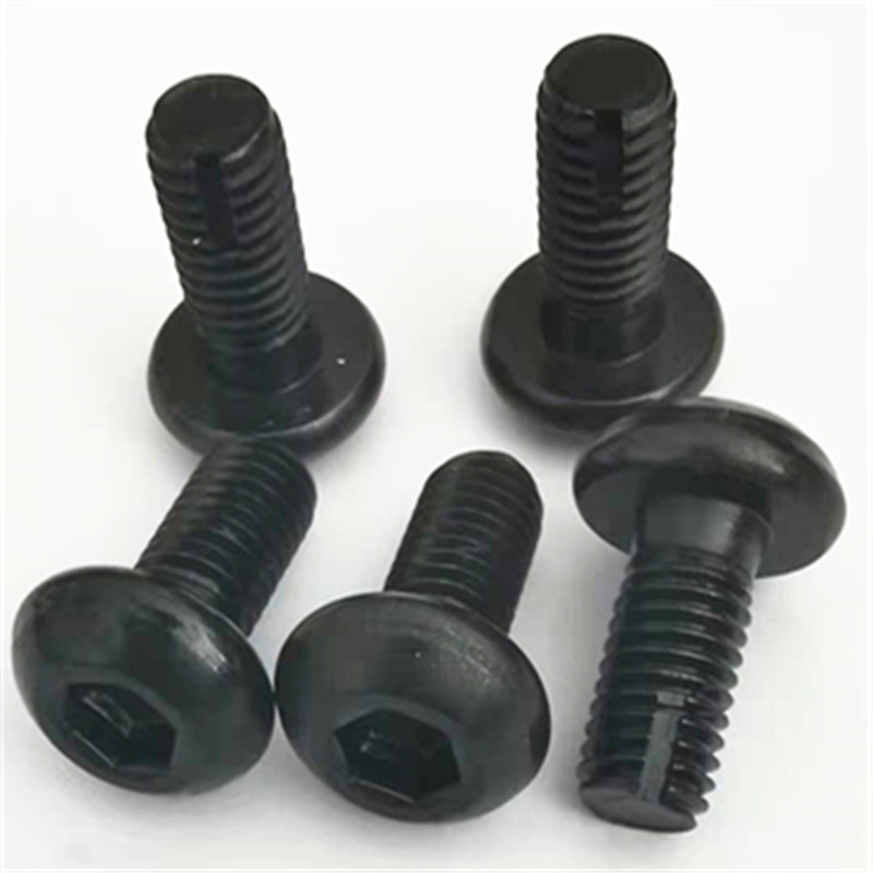 Paidu End cutting cup half round head umbrella head hexagonal slotting screws 8.8 bolts are blackened. Custom manufacturers are supported